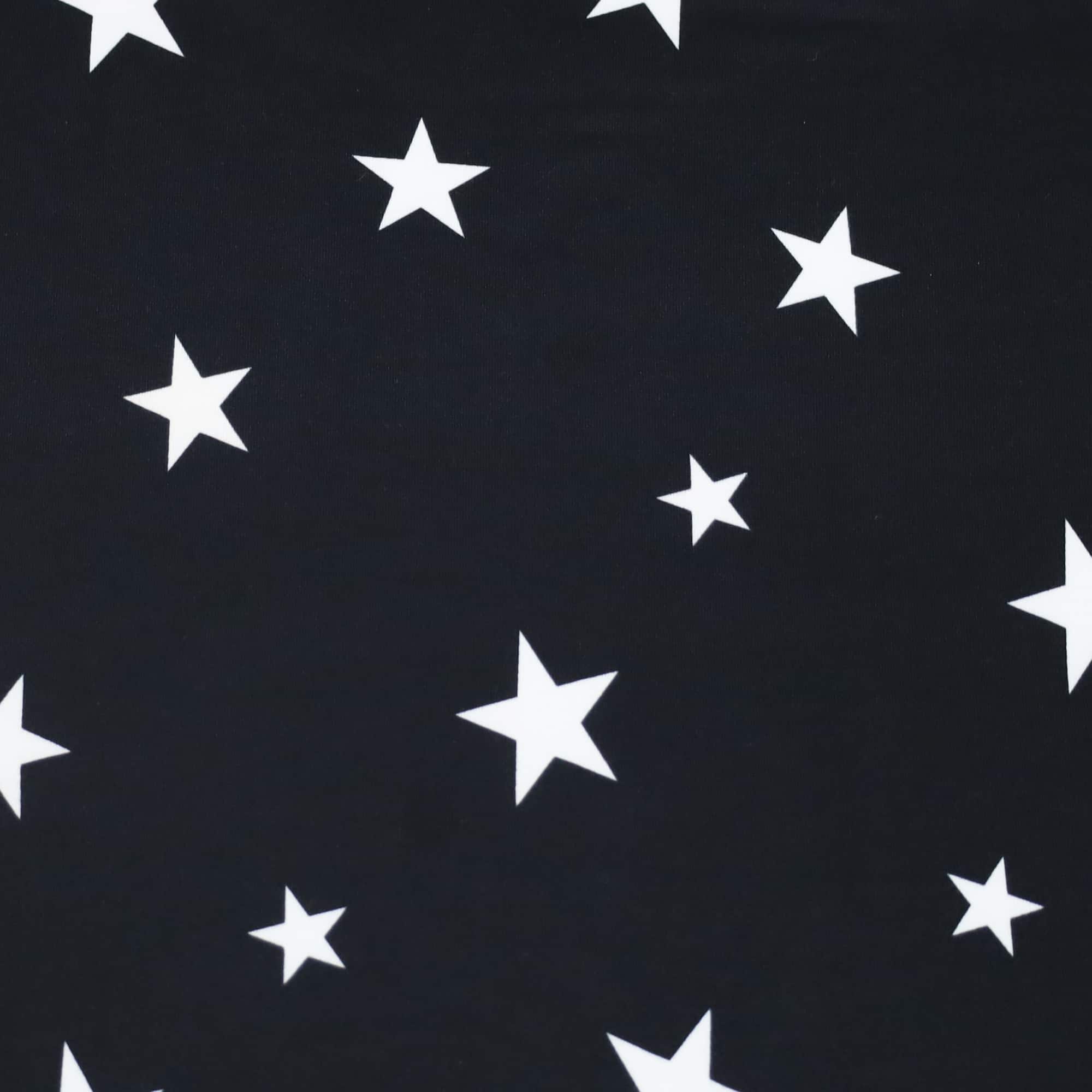 Fabric Merchants Stars on Black Double Brushed Stretch Fabric